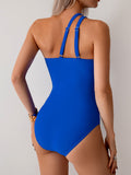 Ailovesexy - Women's One Piece Swimsuits Tummy Control Mesh Patchwork Bathing Suit One Shoulder Adjustable Straps