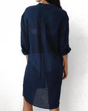 Ailovesexy - Navy Pocket Long Sleeve Cover Up