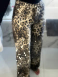 Leopard Diamante Flared Jeans