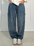 High Waisted Diamante Denim Jeans