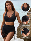 Ailovesexy - Womens Swim Skirt High Waisted Bikini Sets Tummy Control Swimsuits Mesh Sarong Wraps Bathing Suits