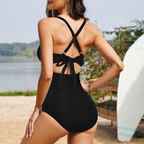 Ailovesexy - Women's One Piece Swimsuits Tummy Control Cutout High Waisted Bathing Suit Wrap Tie Back