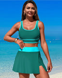 Ailovesexy - High Waisted Bikini Sets Tummy Control Swim Skirt Two Piece Swim Suit Tummy Control Color Block Bathing Suit