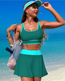 Ailovesexy - High Waisted Bikini Sets Tummy Control Swim Skirt Two Piece Swim Suit Tummy Control Color Block Bathing Suit