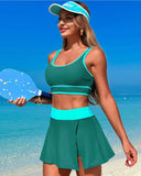 Ailovesexy - High Waisted Bikini Sets Tummy Control Swim Skirt Two Piece Swim Suit Tummy Control Color Block Bathing Suit