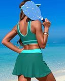 Ailovesexy - High Waisted Bikini Sets Tummy Control Swim Skirt Two Piece Swim Suit Tummy Control Color Block Bathing Suit