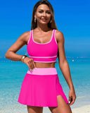 Ailovesexy - High Waisted Bikini Sets Tummy Control Swim Skirt Two Piece Swim Suit Tummy Control Color Block Bathing Suit