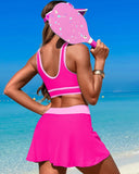 Ailovesexy - High Waisted Bikini Sets Tummy Control Swim Skirt Two Piece Swim Suit Tummy Control Color Block Bathing Suit