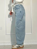 High Waisted Diamante Denim Jeans