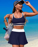 Ailovesexy - High Waisted Bikini Sets Tummy Control Swim Skirt Two Piece Swim Suit Tummy Control Color Block Bathing Suit