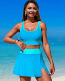 Ailovesexy - High Waisted Bikini Sets Tummy Control Swim Skirt Two Piece Swim Suit Tummy Control Color Block Bathing Suit