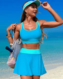 Ailovesexy - High Waisted Bikini Sets Tummy Control Swim Skirt Two Piece Swim Suit Tummy Control Color Block Bathing Suit