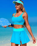 Ailovesexy - High Waisted Bikini Sets Tummy Control Swim Skirt Two Piece Swim Suit Tummy Control Color Block Bathing Suit