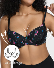 Ailovesexy - Deep V Lace Trim Full Coverage Push Up Bra