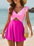 Ailovesexy - Women's One Piece Swimsuit Ruffle Cutout Swimdress Tummy Control V Neck Wrap Swimwear