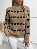 Womens Heart Graphic Sweaters Fall 2025 Fashion Long Sleeve Turtleneck Sweater Knit Winter Outfits Pullover Jumper Tops