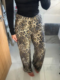 Leopard Diamante Flared Jeans