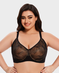 Ailovesexy - Leaf Pattern Lace Full Coverage Unlined Push Up Bra