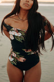 Ailovesexy - The Floral off Shoulder One Piece Swimsuit
