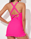Ailovesexy - Deep V Cross-Back Ruched One-Piece Swimsuit