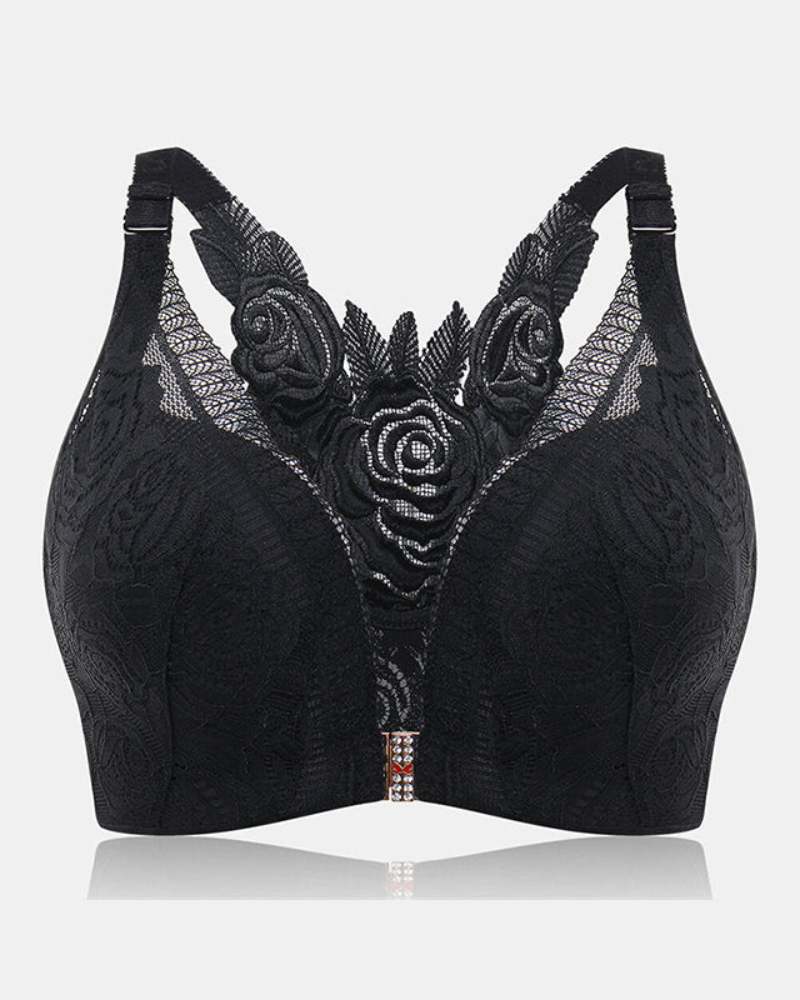Ailovesexy - Rose Embroidery Front Closure Bra