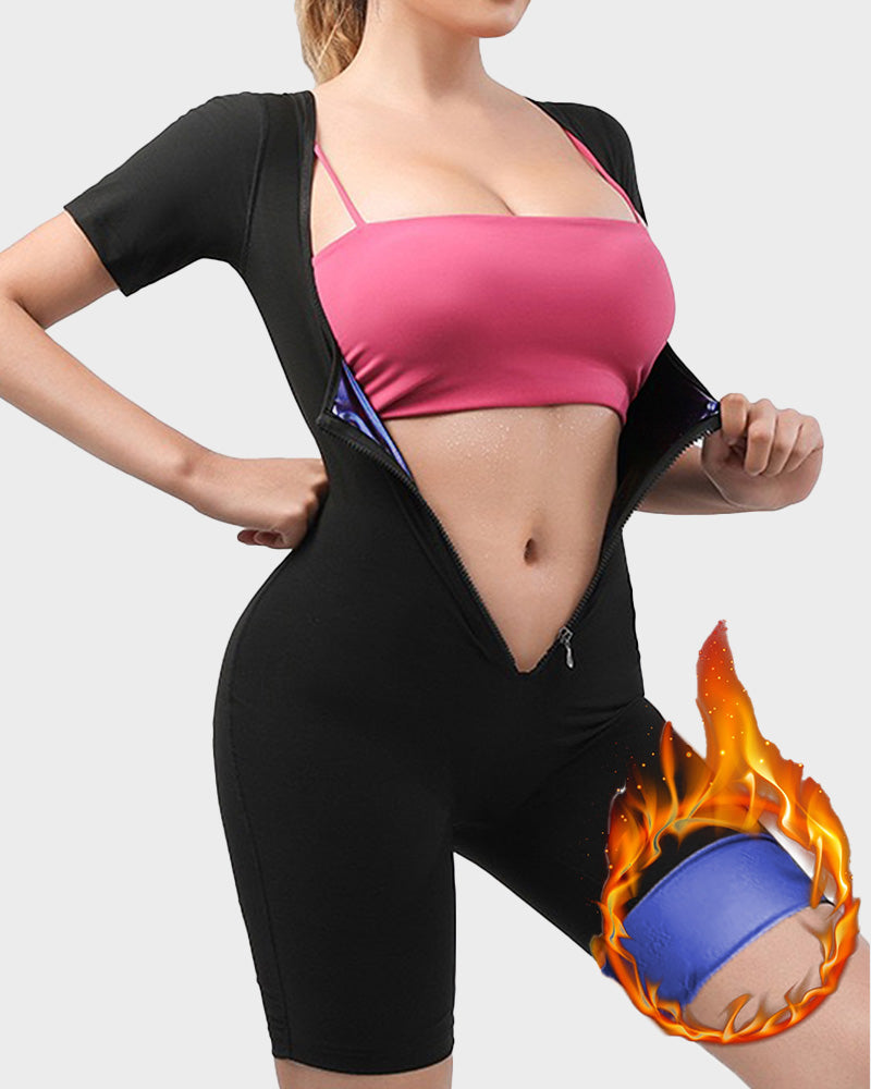 Ailovesexy - Women's Fitness Sweat-Inducing Zip-Up Bodysuit