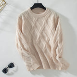 Womens Chunky Knit Sweaters 2025 Fall Winter Crew Neck Pullover Long Sleeve Warm Tops