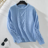 Sweaters for Women Chunky Crewneck Long Sleeve Solid Color Loose Pullover Winter Warm Sweater Fall Jumpers
