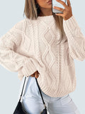 Women's Oversized Cable Knit Crewneck Sweaters