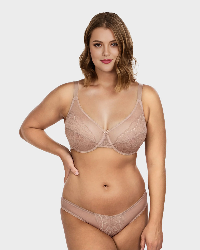Ailovesexy - Full Coverage Lace Minimizer Bra  -  Petal