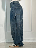 High Waisted Diamante Denim Jeans