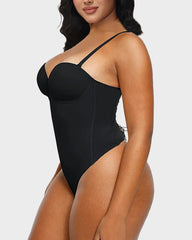 Ailovesexy - Back Lace-Up Seamless Shapewear Bodysuit