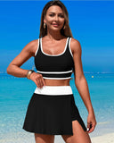 Ailovesexy - High Waisted Bikini Sets Tummy Control Swim Skirt Two Piece Swim Suit Tummy Control Color Block Bathing Suit