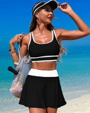 Ailovesexy - High Waisted Bikini Sets Tummy Control Swim Skirt Two Piece Swim Suit Tummy Control Color Block Bathing Suit