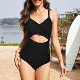 Ailovesexy - Women's One Piece Swimsuits Tummy Control Cutout High Waisted Bathing Suit Wrap Tie Back