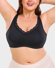 Ailovesexy - Full Coverage Lace Trim Minimizer Bra