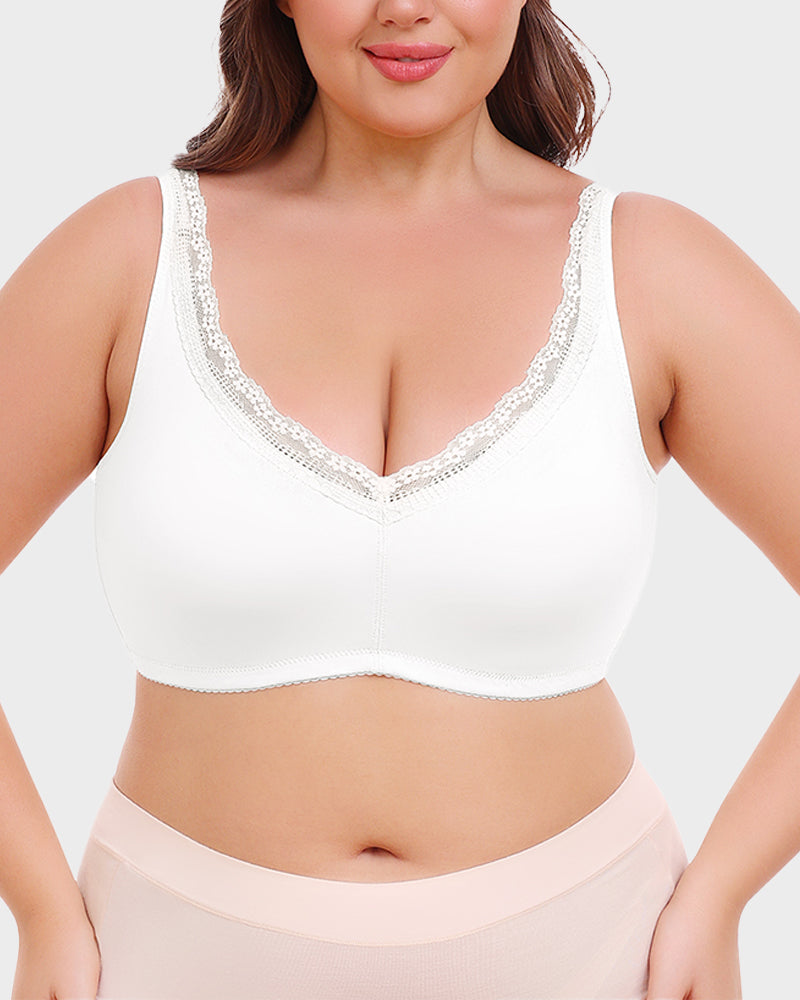 Ailovesexy - Full Coverage Lace Trim Minimizer Bra