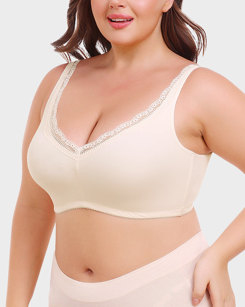 Ailovesexy - Full Coverage Lace Trim Minimizer Bra