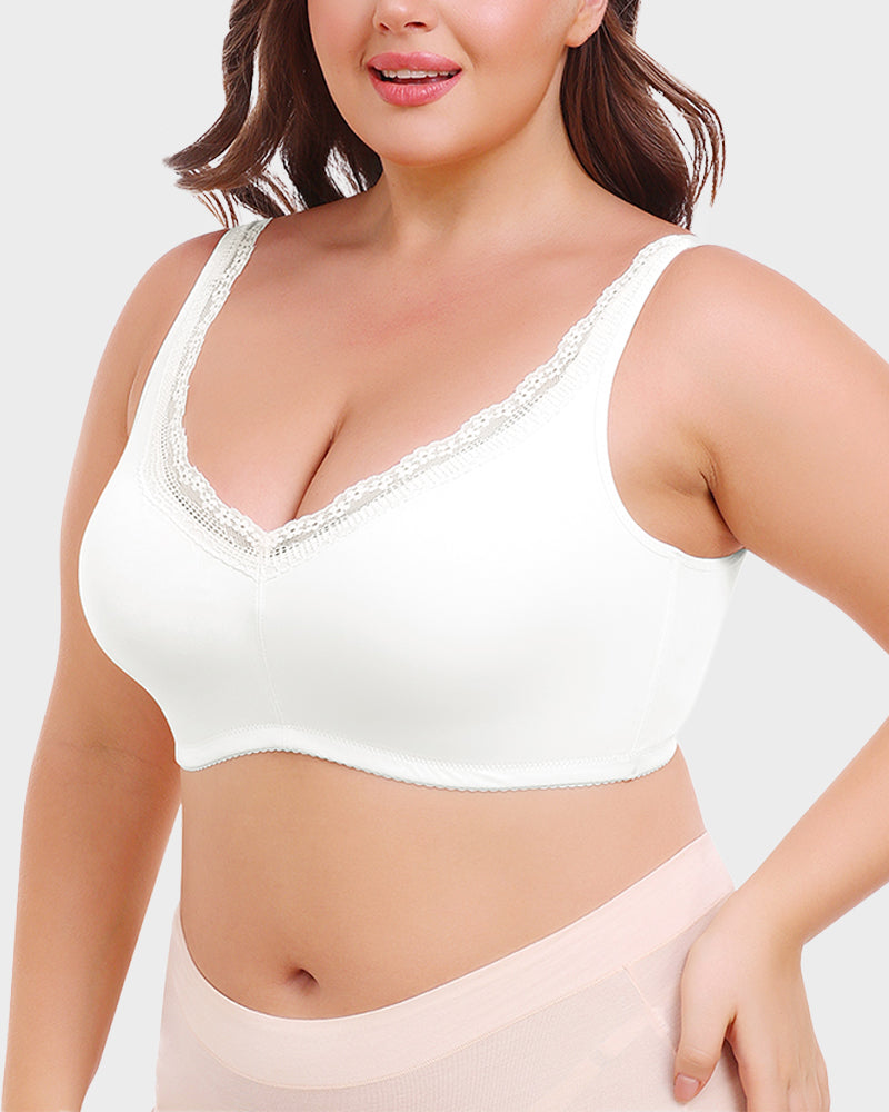 Ailovesexy - Full Coverage Lace Trim Minimizer Bra