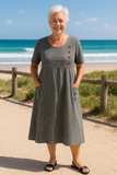 Brienne | Striped Midi Dress – Effortless Comfort, Everyday Confidence