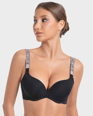 Ailovesexy - Deep V Push - Up Bra with Rhinestone Strap