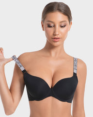 Ailovesexy - Deep V Push - Up Bra with Rhinestone Strap