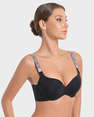 Ailovesexy - Deep V Push - Up Bra with Rhinestone Strap
