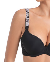 Ailovesexy - Deep V Push - Up Bra with Rhinestone Strap