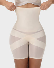 Ailovesexy - High-Waist Cross Compression Shaping Shorts