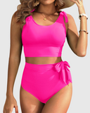 Ailovesexy - Two Piece High Waisted Swimsuits Women Tummy Control Bikini Modest Bathing Suit