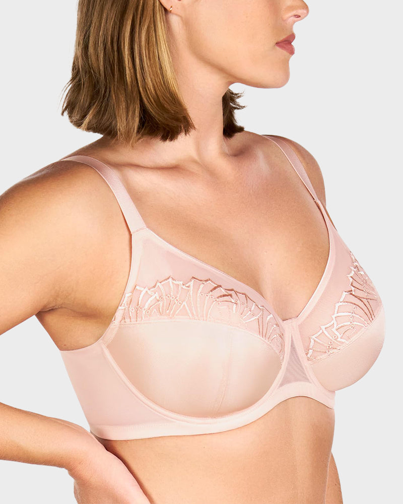 Ailovesexy - Plus - Size Pearl Shimmer Lace Minimizer Bra