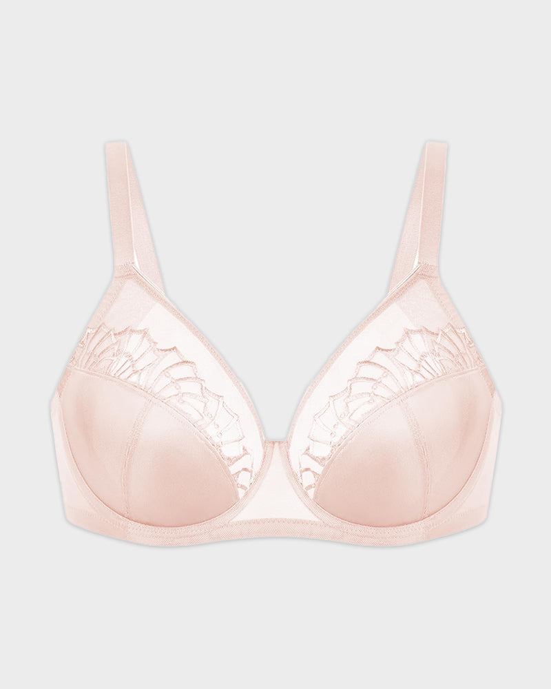 Ailovesexy - Plus - Size Pearl Shimmer Lace Minimizer Bra