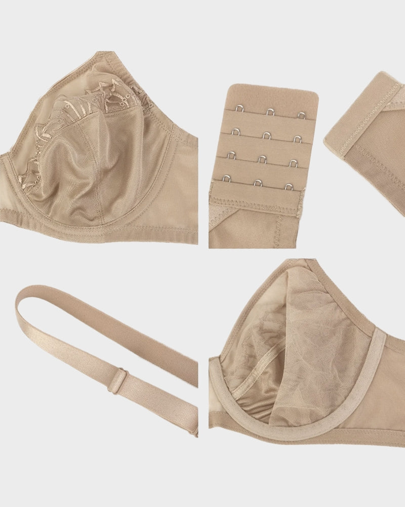 Ailovesexy - Plus - Size Pearl Shimmer Lace Minimizer Bra
