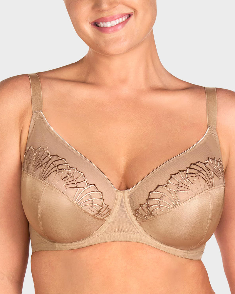 Ailovesexy - Plus - Size Pearl Shimmer Lace Minimizer Bra